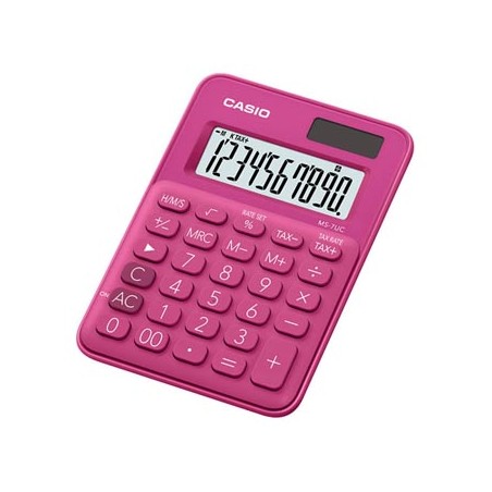 Casio Kalkulator MS 7 UC RD, ciemnoróżowy, 10 miejsc, podwójne zasilanie