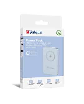 Verbatim Charge 'n' Go Litowo-polimerowy (LiPo) 10000 mAh Bezprzewodowe ładowanie Niebieski