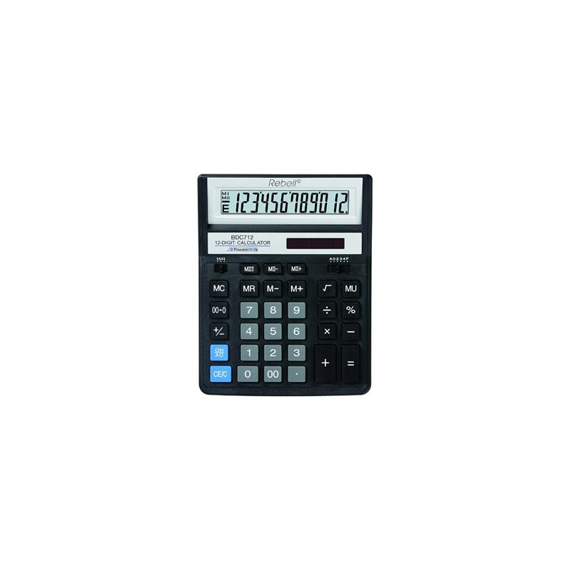 Rebell Kalkulator RE-BDC712BK BX, czarna, biurkowy, 12 miejsc
