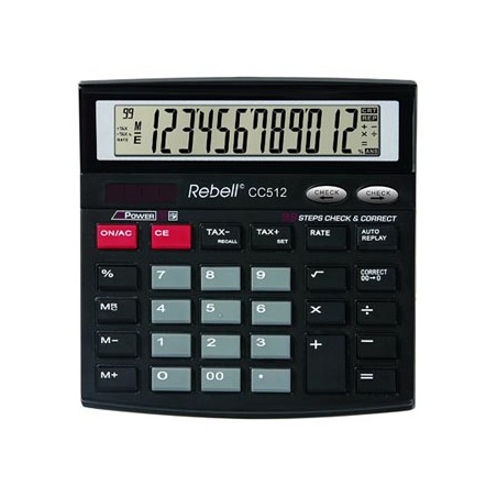 Rebell Kalkulator RE-CC512 BX, czarna, biurkowy, 12 miejsc