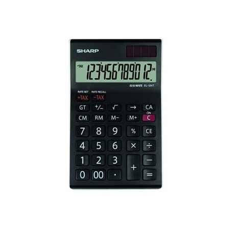Sharp Kalkulator EL-124TWH, czarno-biały, biurkowy, 12 miejsc