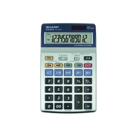 Sharp Kalkulator EL-337C, srebrna, biurkowy, 12 miejsc