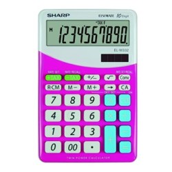 Sharp Kalkulator EL-M332BPK, kolor różowy i biały, biurkowy, 10 miejsc
