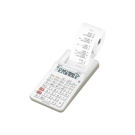Casio Kalkulator HR 8 RCE WE, biała, biurkowy, 12 miejsc, 1 kolorowy wydruk