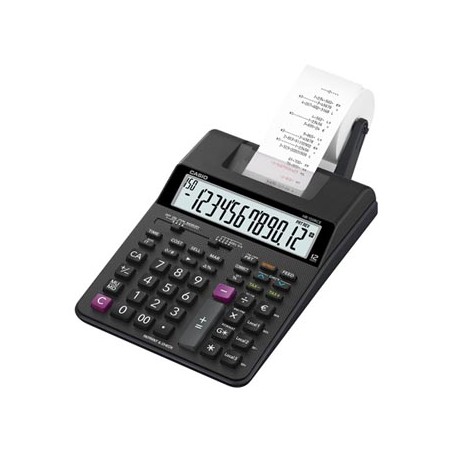 Casio Kalkulator HR 150 RCE, czarna, 12 miejsc, z drukarką, podwójne zasilanie, dwukolorowy druk