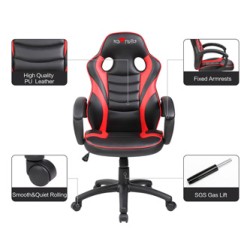 Dziecięcy gamingowy fotel Red Fighter C6, czarno-czerwona