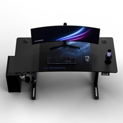 ULTRADESK Biurko dla gracza LEVEL V2 BLUE, 140x68cm, 72-117cm, elektycznie regulowany