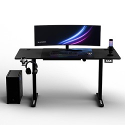 ULTRADESK Biurko dla gracza LEVEL V2 BLUE, 140x68cm, 72-117cm, elektycznie regulowany