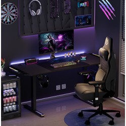 ULTRADESK Biurko dla gracza LEVEL V2 BLUE, 140x68cm, 72-117cm, elektycznie regulowany