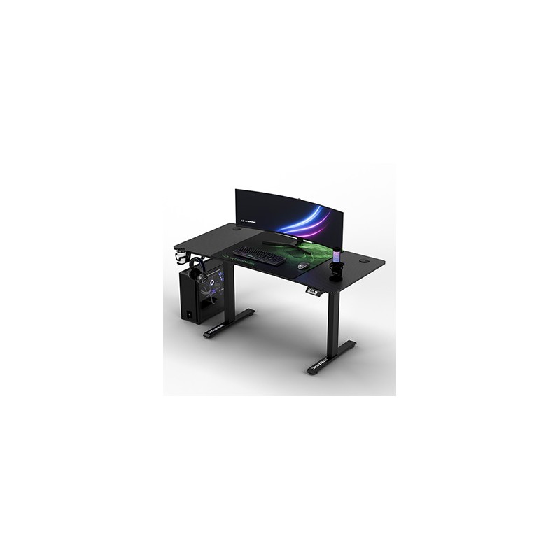 ULTRADESK Biurko dla gracza LEVEL V2 GREEN, 140x68cm, 72-117cm, elektycznie regulowany