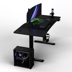 ULTRADESK Biurko dla gracza LEVEL V2 GREEN, 140x68cm, 72-117cm, elektycznie regulowany