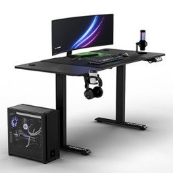 ULTRADESK Biurko dla gracza LEVEL V2 GREEN, 140x68cm, 72-117cm, elektycznie regulowany