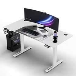 ULTRADESK Biurko dla gracza LEVEL V2 WHITE, 140x68cm, 72-117cm, elektycznie regulowany