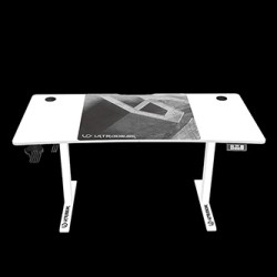 ULTRADESK Biurko dla gracza LEVEL V2 WHITE, 140x68cm, 72-117cm, elektycznie regulowany