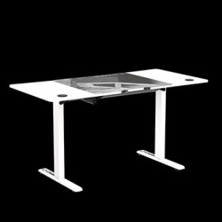 ULTRADESK Biurko dla gracza LEVEL V2 WHITE, 140x68cm, 72-117cm, elektycznie regulowany
