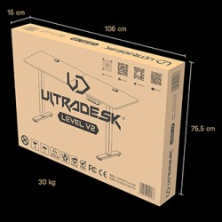 ULTRADESK Biurko dla gracza LEVEL V2 WHITE, 140x68cm, 72-117cm, elektycznie regulowany