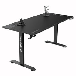 ULTRADESK Biurko dla gracza MOMENTUM - Black, 152,5x70 cm, 75,5 cm, z podkładką pod mysz XXL, uchwyt do słuchawek, na napój, tel