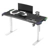 ULTRADESK Biurko dla gracza FORCE SNOW - białe, 166x70 cm, 66-86 cm, 5 poziomów wysokości, z podkładką pod mysz XXL, podświetlen