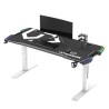 ULTRADESK Biurko dla gracza FORCE SNOW - białe, 166x70 cm, 66-86 cm, 5 poziomów wysokości, z podkładką pod mysz XXL, podświetlen