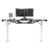 ULTRADESK Biurko dla gracza FORCE SNOW - białe, 166x70 cm, 66-86 cm, 5 poziomów wysokości, z podkładką pod mysz XXL, podświetlen