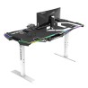 ULTRADESK Biurko dla gracza FORCE SNOW - białe, 166x70 cm, 66-86 cm, 5 poziomów wysokości, z podkładką pod mysz XXL, podświetlen