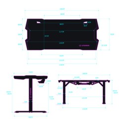 ULTRADESK Biurko dla gracza FORCE SNOW - białe, 166x70 cm, 66-86 cm, 5 poziomów wysokości, z podkładką pod mysz XXL, podświetlen