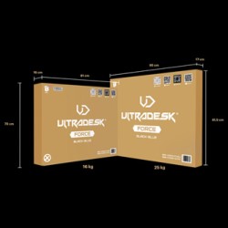 ULTRADESK Biurko dla gracza FORCE SNOW - białe, 166x70 cm, 66-86 cm, 5 poziomów wysokości, z podkładką pod mysz XXL, podświetlen