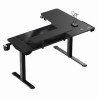 ULTRADESK Biurko dla gracza WINGER - czarny, 111x155x60 cm, 75-122 cm, elektycznie regulowany, podświetlenie RGB, uchwyt na słuc