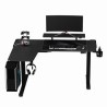 ULTRADESK Biurko dla gracza WINGER - czarny, 111x155x60 cm, 75-122 cm, elektycznie regulowany, podświetlenie RGB, uchwyt na słuc