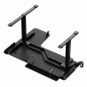 ULTRADESK Biurko dla gracza WINGER - czarny, 111x155x60 cm, 75-122 cm, elektycznie regulowany, podświetlenie RGB, uchwyt na słuc