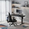 ULTRADESK Biurko dla gracza WINGER - czarny, 111x155x60 cm, 75-122 cm, elektycznie regulowany, podświetlenie RGB, uchwyt na słuc