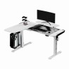 ULTRADESK Biurko dla gracza WINGER - biały, 111x155x60 cm, 75-122 cm, elektycznie regulowany, podświetlenie RGB, uchwyt na słuch