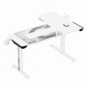 ULTRADESK Biurko dla gracza WINGER - biały, 111x155x60 cm, 75-122 cm, elektycznie regulowany, podświetlenie RGB, uchwyt na słuch
