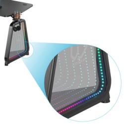 ULTRADESK Biurko dla gracza BOOSTER, 136x70,5 cm, 75 cm, podświetlenie RGB, uchwyt na słuchawki i napój