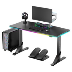 ULTRADESK Biurko dla gracza IRON BLACK, 132,5x60,5 cm, 71-81 cm, mechaniczna regulacja wysokości