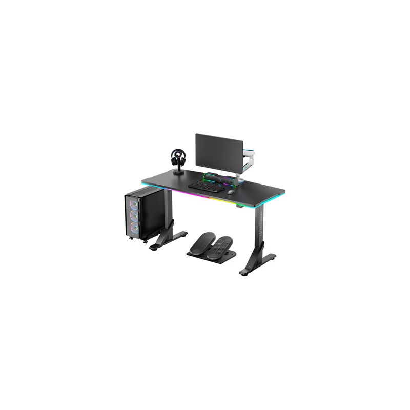 ULTRADESK Biurko dla gracza IRON BLACK, 132,5x60,5 cm, 71-81  cm, mechaniczna regulacja wysokości