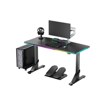 ULTRADESK Biurko dla gracza IRON BLACK, 132,5x60,5 cm, 71-81  cm, mechaniczna regulacja wysokości