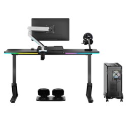ULTRADESK Biurko dla gracza IRON BLACK, 132,5x60,5 cm, 71-81  cm, mechaniczna regulacja wysokości