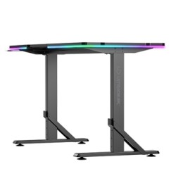 ULTRADESK Biurko dla gracza IRON BLACK, 132,5x60,5 cm, 71-81  cm, mechaniczna regulacja wysokości