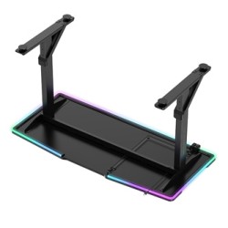 ULTRADESK Biurko dla gracza IRON BLACK, 132,5x60,5 cm, 71-81  cm, mechaniczna regulacja wysokości