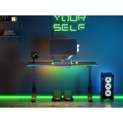 ULTRADESK Biurko dla gracza IRON BLACK, 132,5x60,5 cm, 71-81  cm, mechaniczna regulacja wysokości