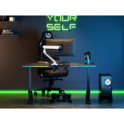 ULTRADESK Biurko dla gracza IRON BLACK, 132,5x60,5 cm, 71-81  cm, mechaniczna regulacja wysokości