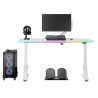 ULTRADESK Biurko dla gracza IRON WHITE, 132,5x60,5 cm, 71-81  cm, mechaniczna regulacja wysokości