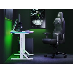 ULTRADESK Biurko dla gracza IRON WHITE, 132,5x60,5 cm, 71-81  cm, mechaniczna regulacja wysokości