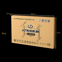 ULTRADESK Biurko dla gracza FREEZE V2, 109x69 cm, 75 cm, powierzchnia ze szkła hartowanego ULTRA-GLASS