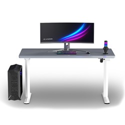 ULTRADESK Biurko dla gracza QUEST, 140x70cm, 72-120cm, biało-szary