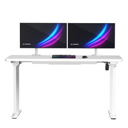 ULTRADESK Biurko dla gracza QUEST, 140x70cm, 72-120cm, biały-biały