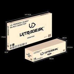 ULTRADESK Biurko dla gracza QUEST, 140x70cm, 72-120cm, biały-biały