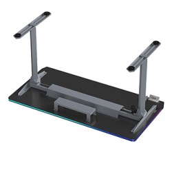 ULTRADESK Biurko dla gracza QUEST, 140x70cm, 72-120cm, szaro-czarny