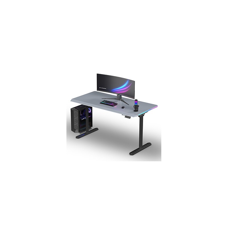 ULTRADESK Biurko dla gracza QUEST, 140x70cm, 72-120cm, czarno-szary